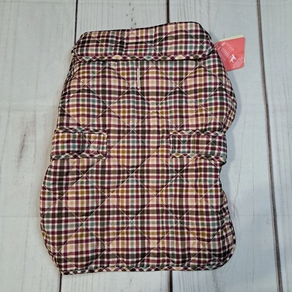 St John's Bark NWT Neutral Plaid Puffer Dog Coat Size Medium